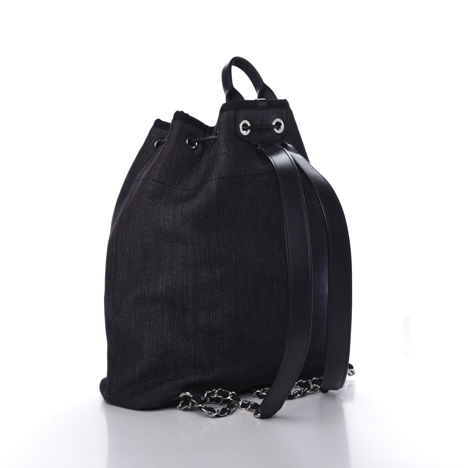 Chanel Denim Large Deauville Backpack Dark Blue 2 of 9