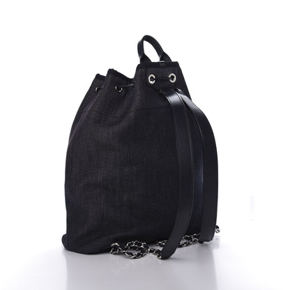 Chanel Denim Large Deauville Backpack Dark Blue 2 of 9