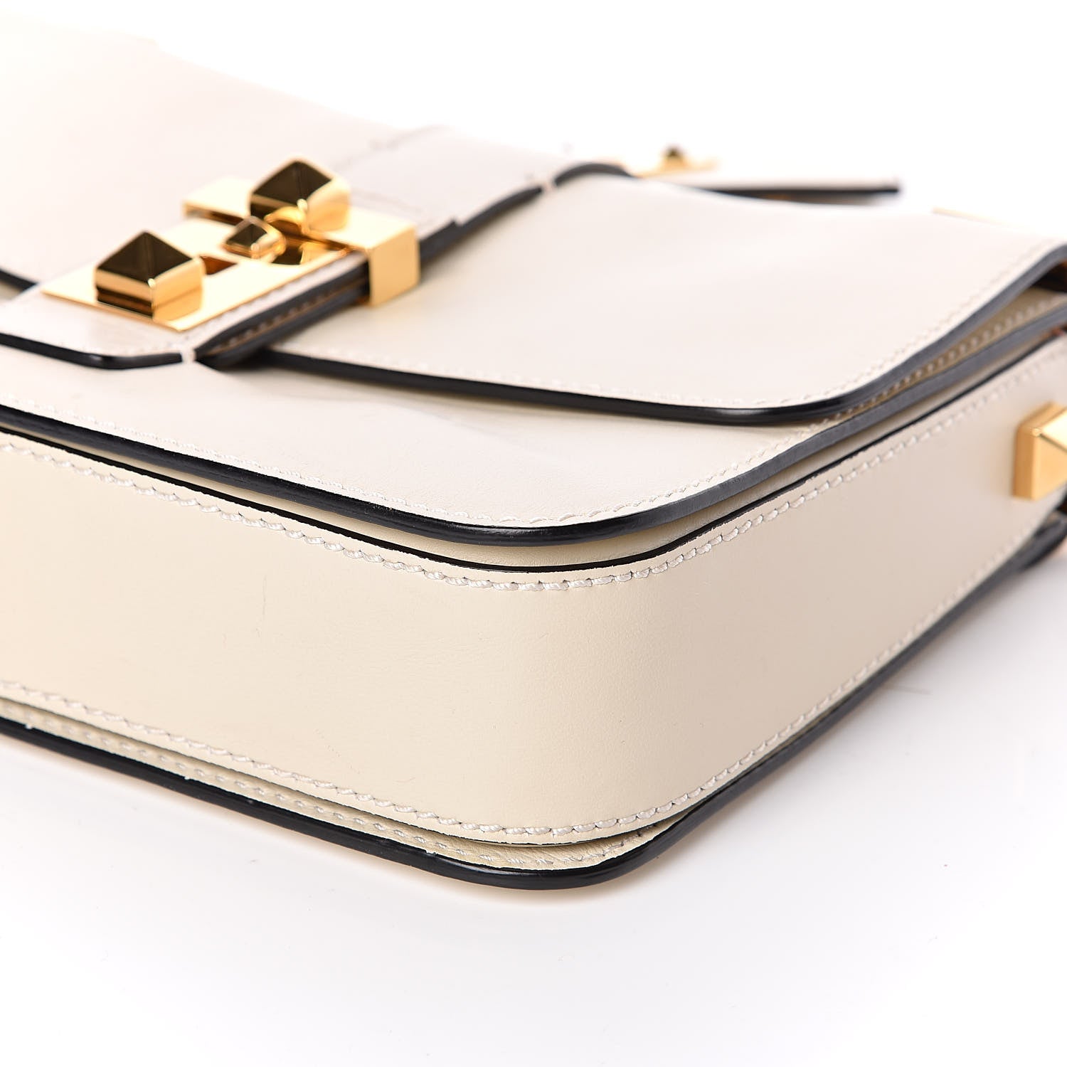 Valentino Garavani Vitello B-Rockstud Flap Light Ivory 9 of 10