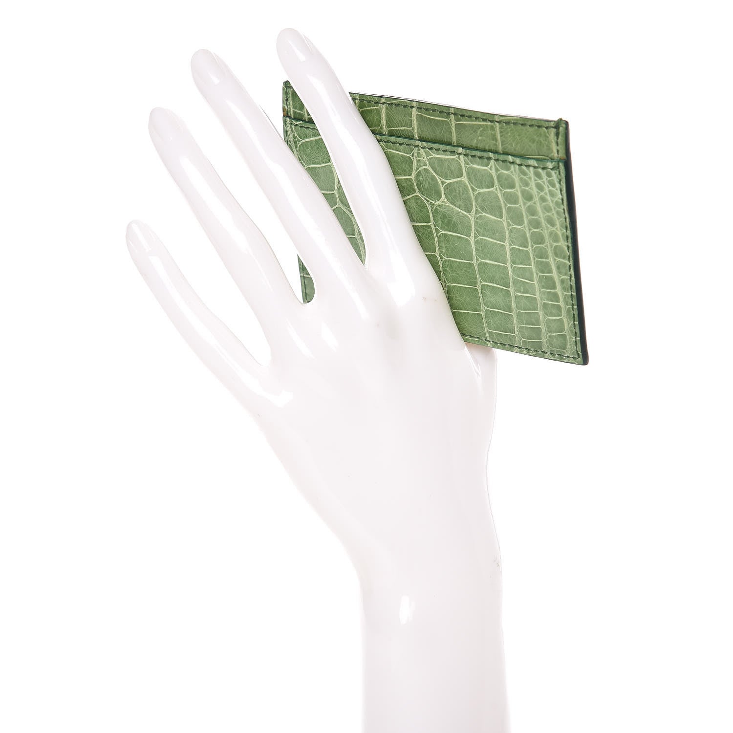 Gucci Crocodile Card Holder Vert 2 of 7