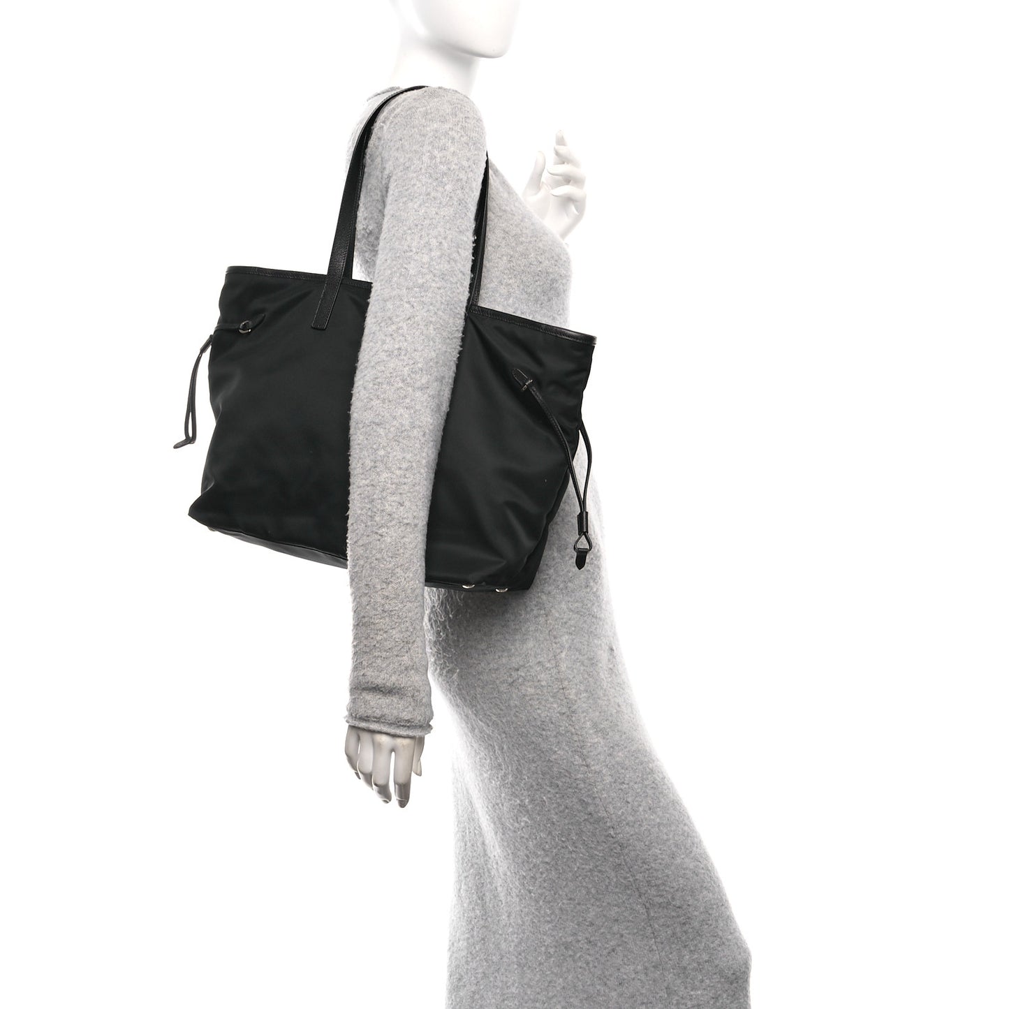 Tessuto Nylon Saffiano Shopping Tote Black