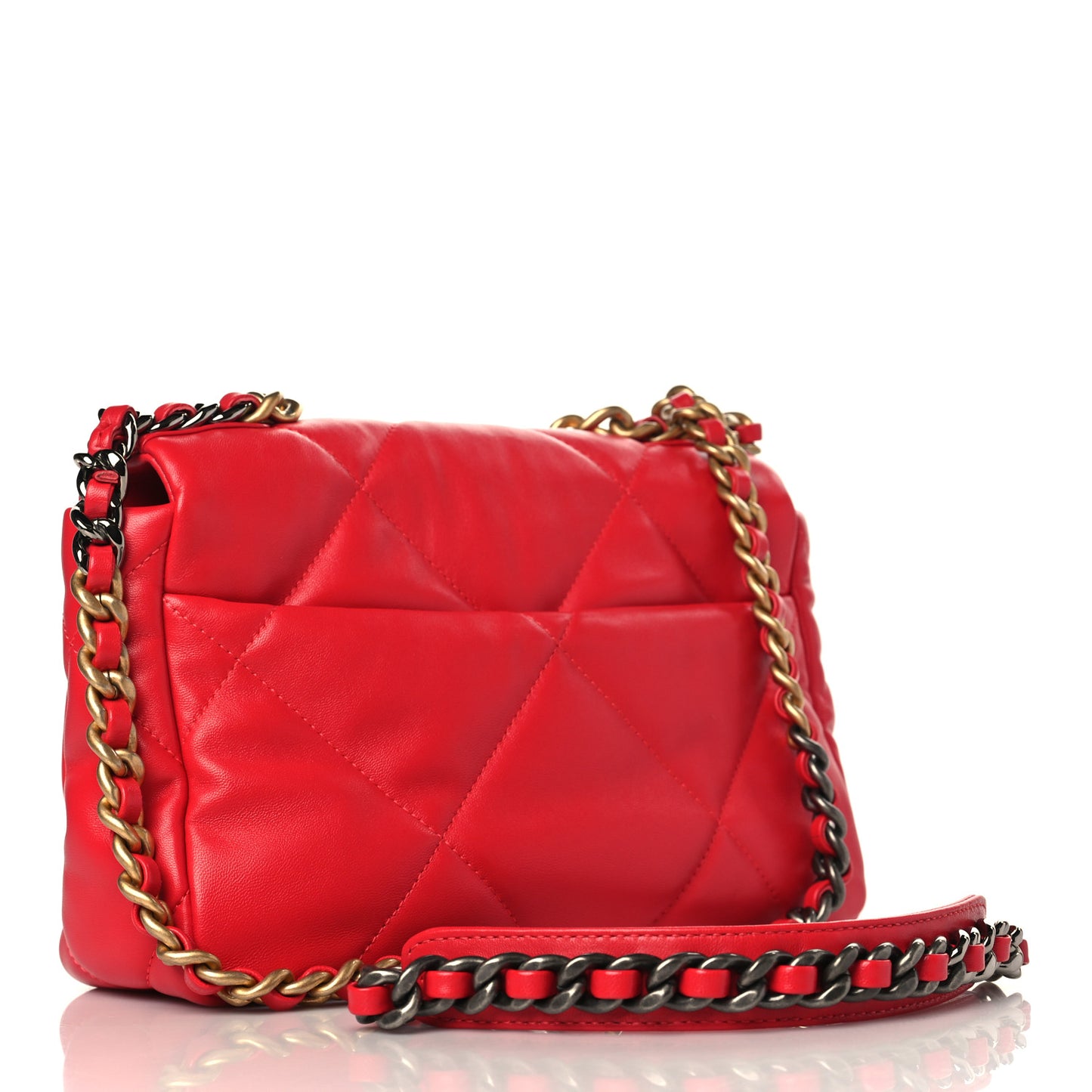 Lambskin Quilted Medium Chanel 19 Flap Red