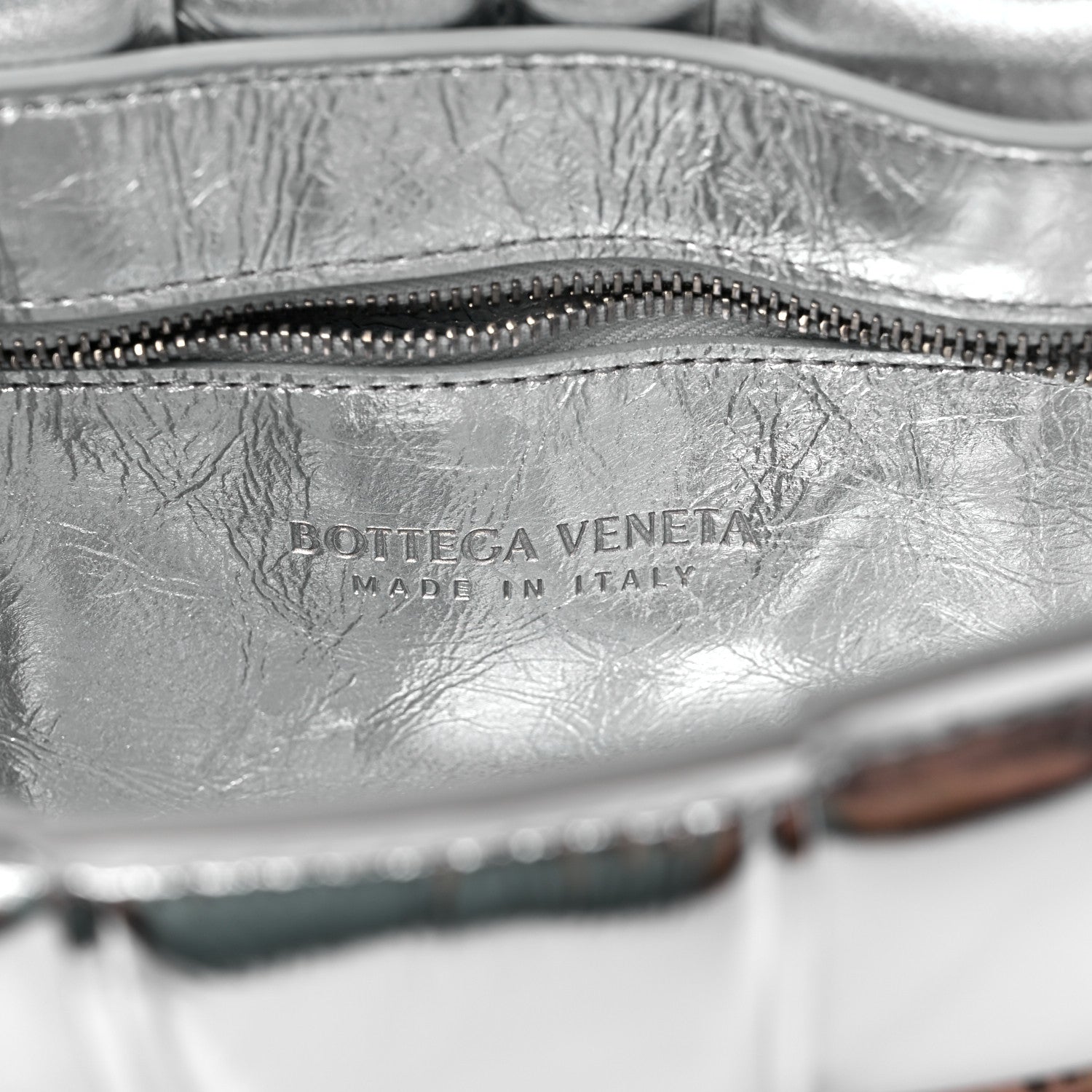 Bottega Veneta Metallic Lambskin Padded Cassette Crossbody Bag Silver 5 of 7