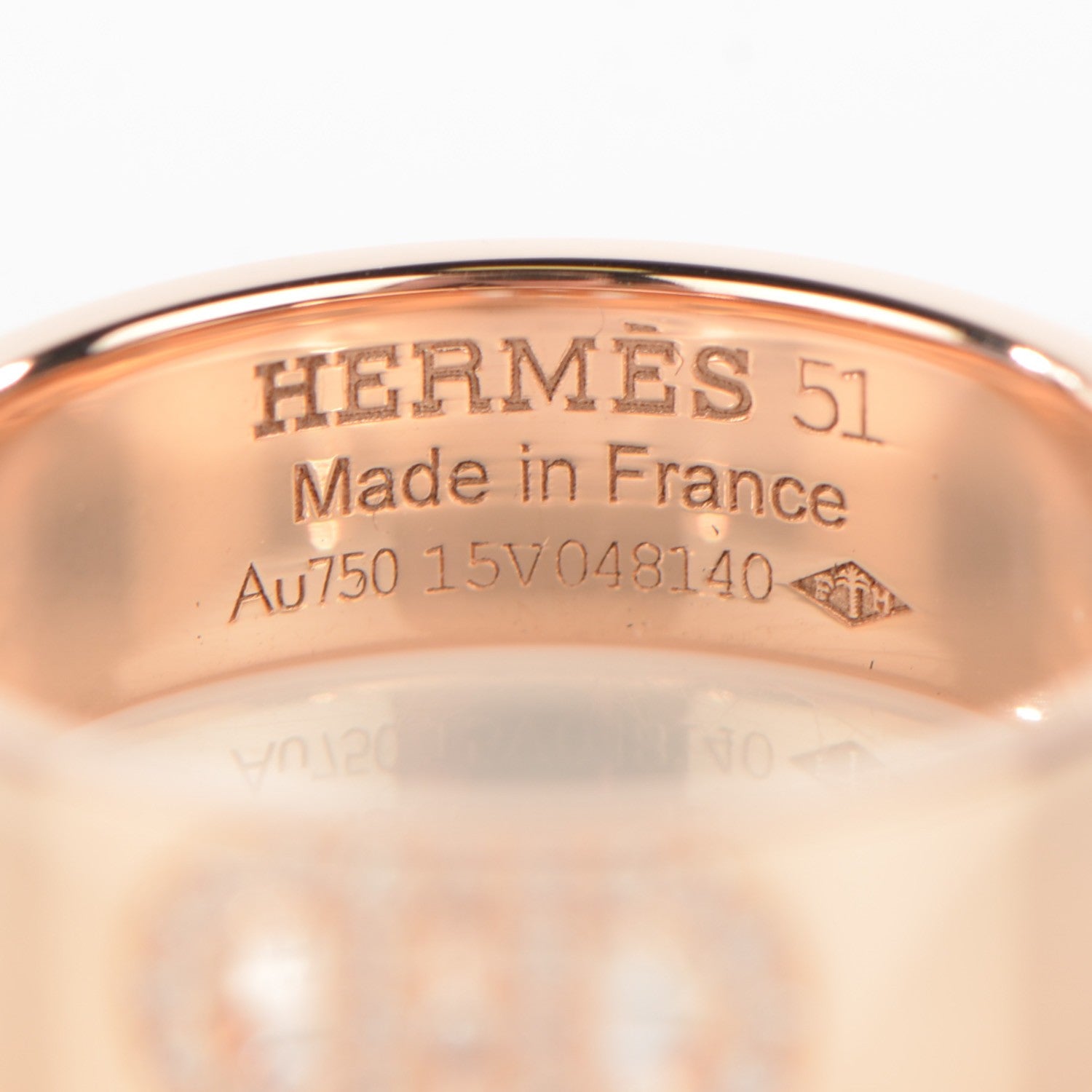 Hermes 18K Rose Gold Diamond PM H D'Ancre Ring 51 5.75 3 of 5