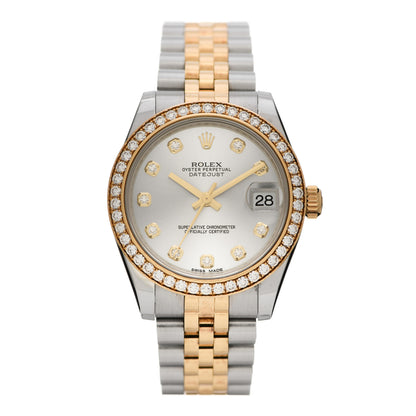 Rolex Stainless Steel 18K Yellow Gold Diamond 31mm Oyster Perpetual Datejust Watch Silver 178383 1 of 5