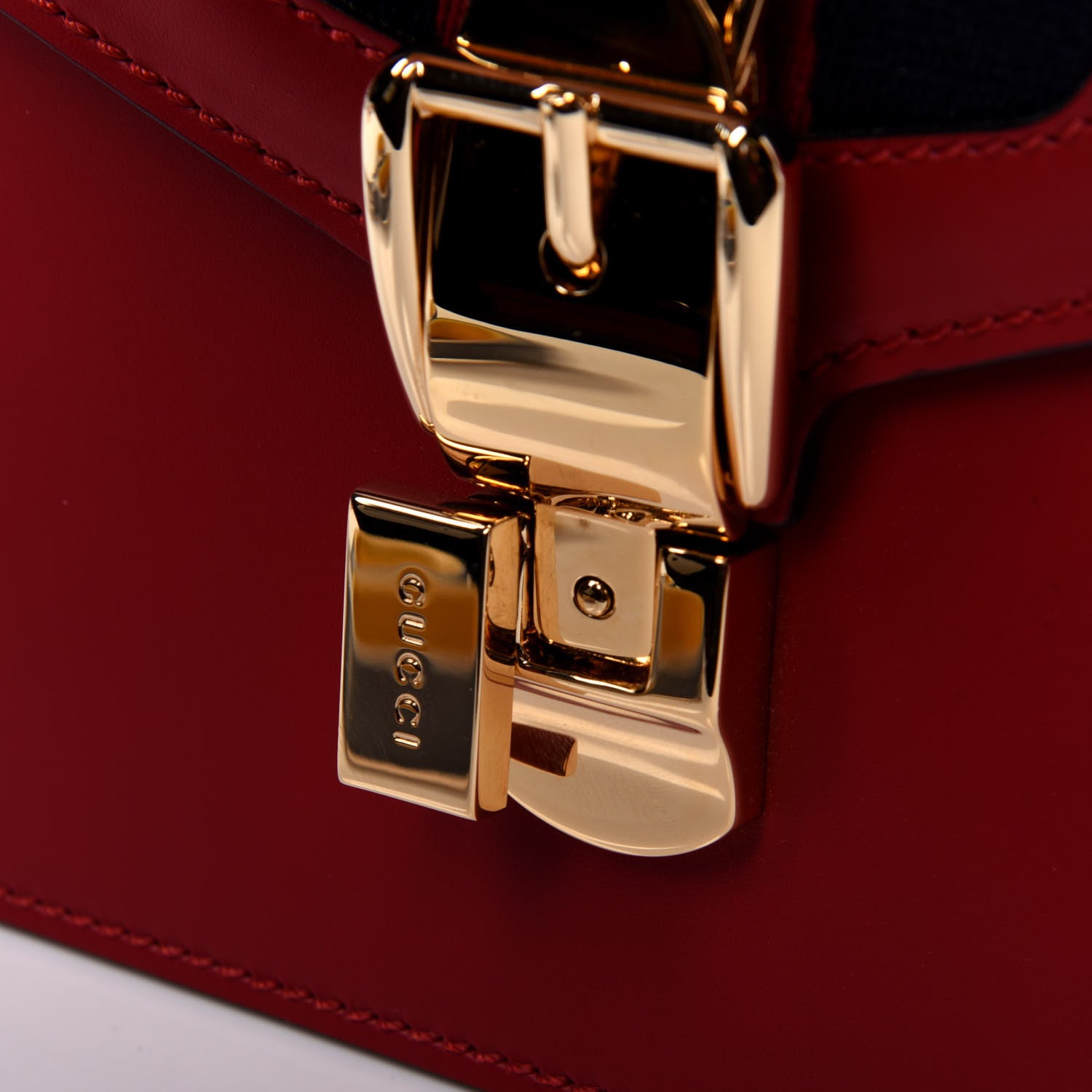 Gucci Calfskin Mini Sylvie Top Handle Bag Hibiscus Red 16 of 17