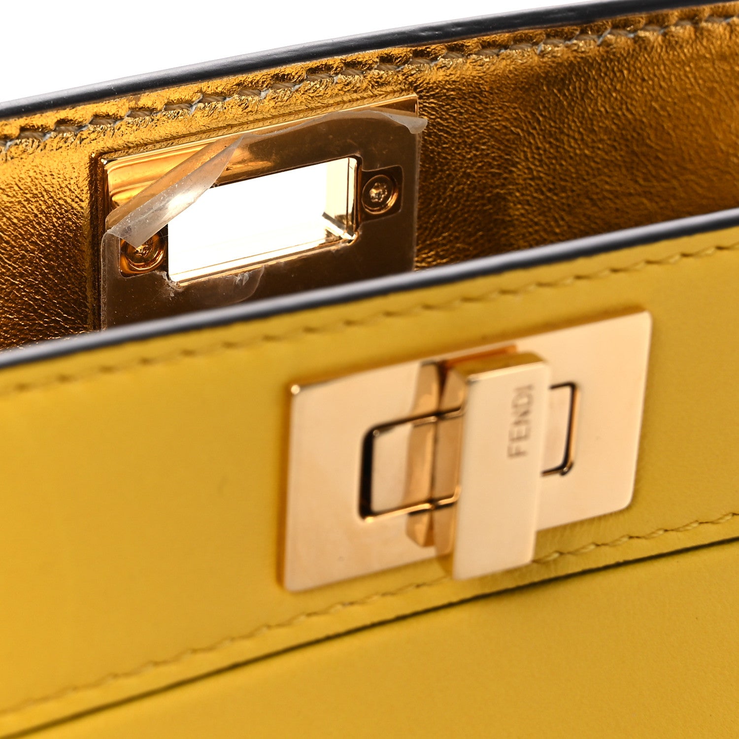 Fendi Nappa Small Peekaboo I SEE U East West Chain Satchel Limone 11 of 13