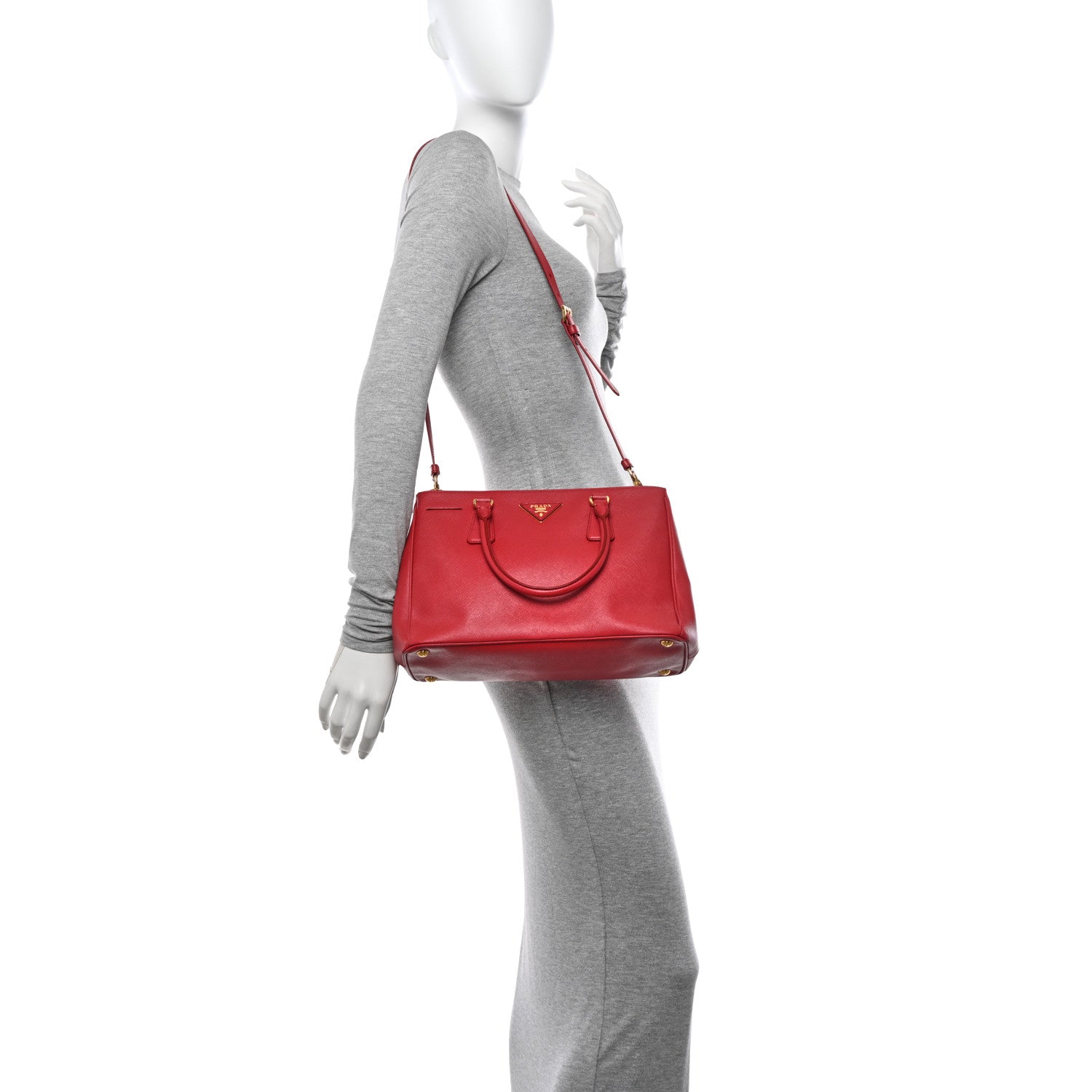 Prada Saffiano Small Galleria Double Zip Tote Fuoco 2 of 14