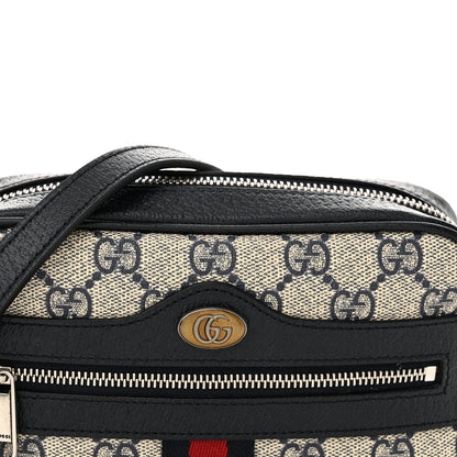 Gucci GG Supreme Monogram Textured Dollar Calfskin Web Mini Ophidia Shoulder Bag Beige Blue 8 of 12