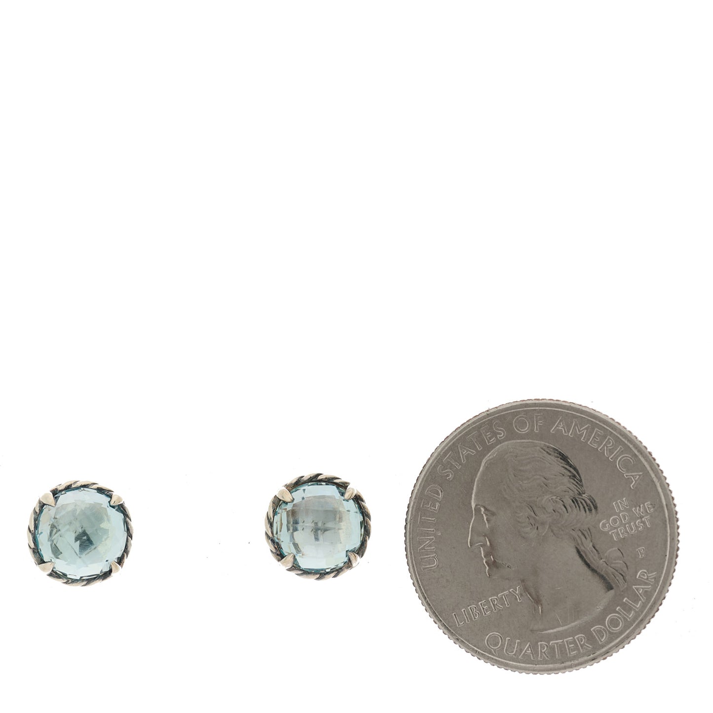 Sterling Silver Blue Topaz 8mm Chatelaine Earrings