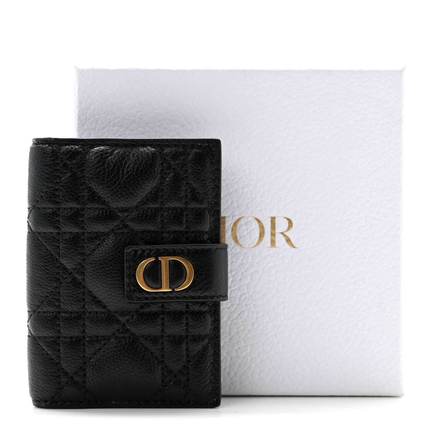 ルン Christian Dior カードケース レザー ブラック 美品 Christian Dior Supple Calfskin Cannage Caro Dandelion Card Holder