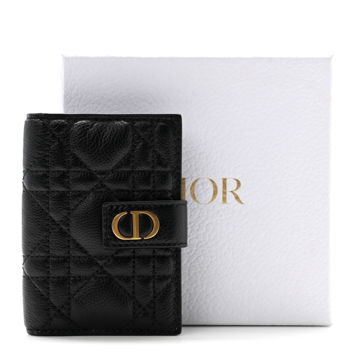 Supple Calfskin Cannage Caro Dandelion Card Holder Black