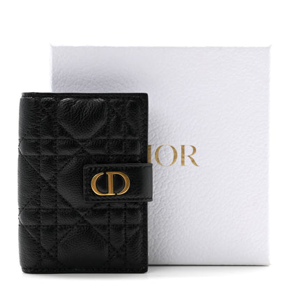 Christian Dior Supple Calfskin Cannage Caro Dandelion Card Holder Black 7 of 7