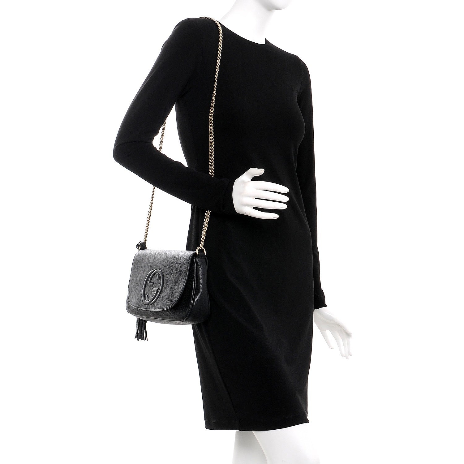 Gucci Pebbled Calfskin Medium Soho Flap Crossbody Black 2 of 9