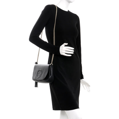 Gucci Pebbled Calfskin Medium Soho Flap Crossbody Black 2 of 9