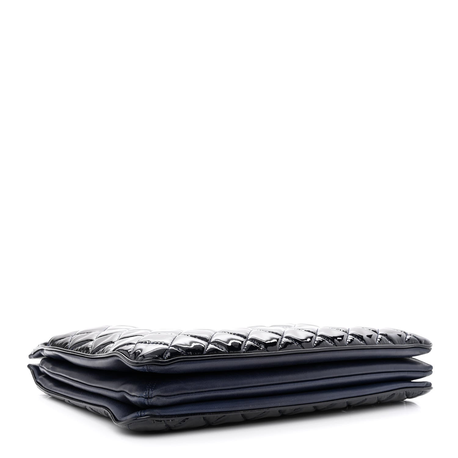 Chanel Patent Quilted Accordion Shopping Tote Navy 4 of 11