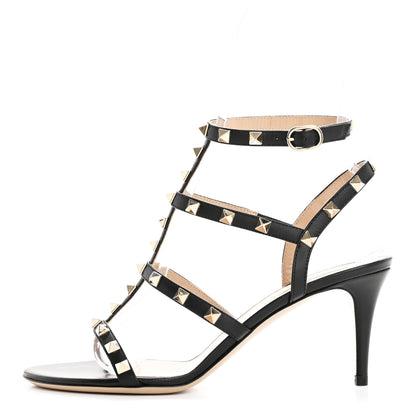 Valentino Garavani Calfskin Nappa Rockstud Gladiator 70mm Sandals 38.5 Black 1 of 13