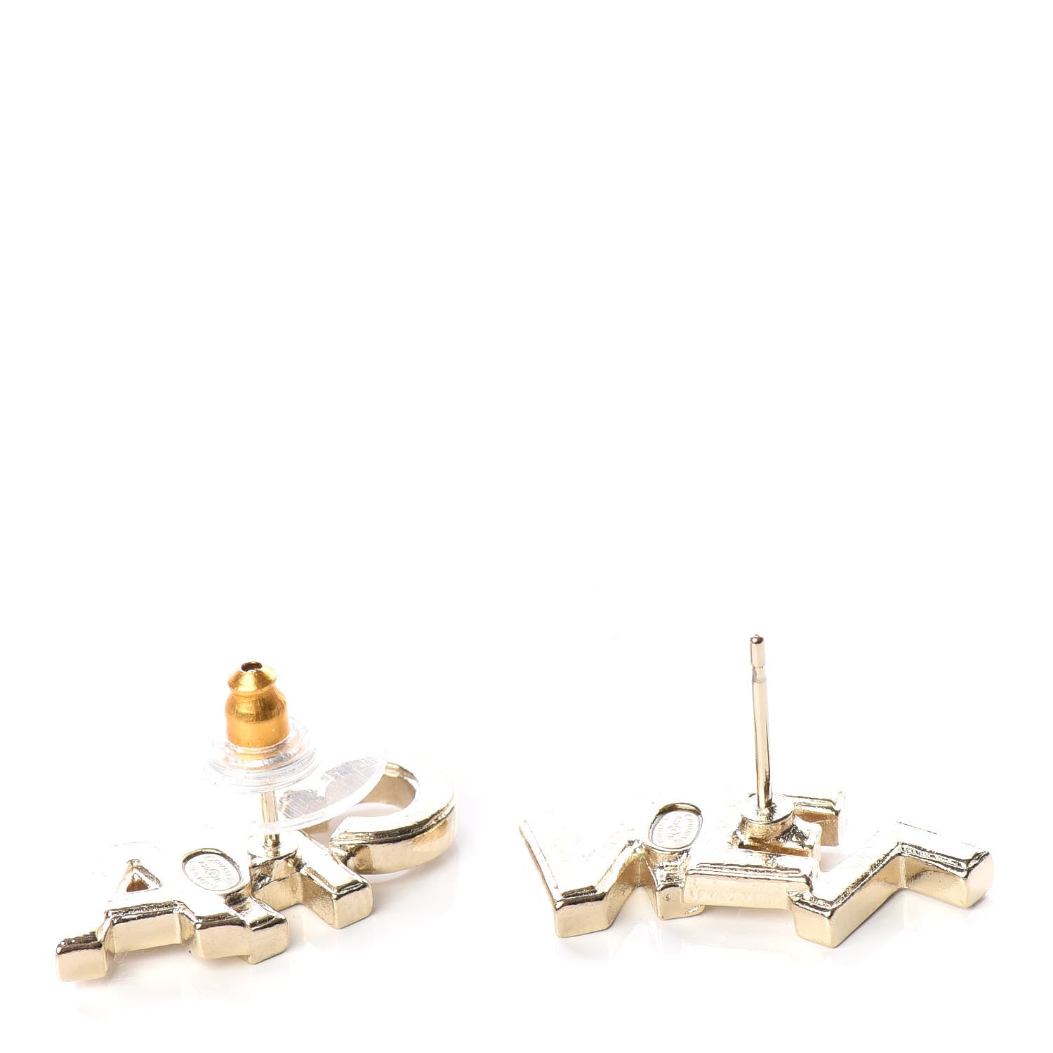 Chanel Crystal Pearl Signature Stud Earrings Gold 3 of 5