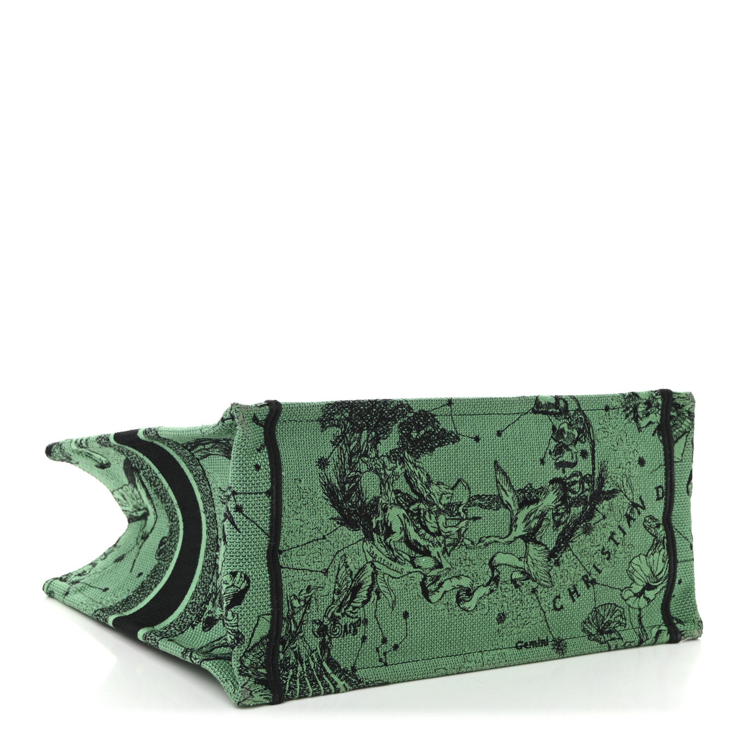 Christian Dior Canvas Embroidered Medium Zodiac Toile De Jouy Book Tote Green 4 of 10
