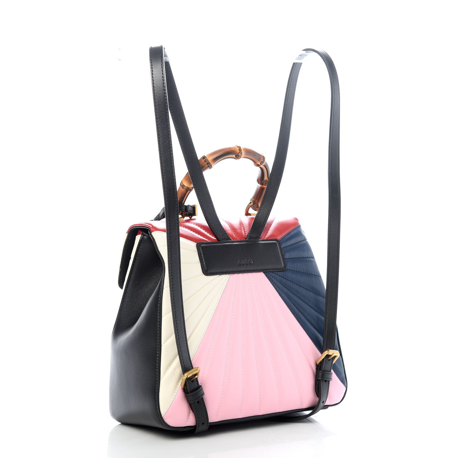 Gucci Calfskin Bamboo Trapuntata Queen Margaret Backpack Blue Agata Hibiscus Red Mystic White Sugar Pink 2 of 8