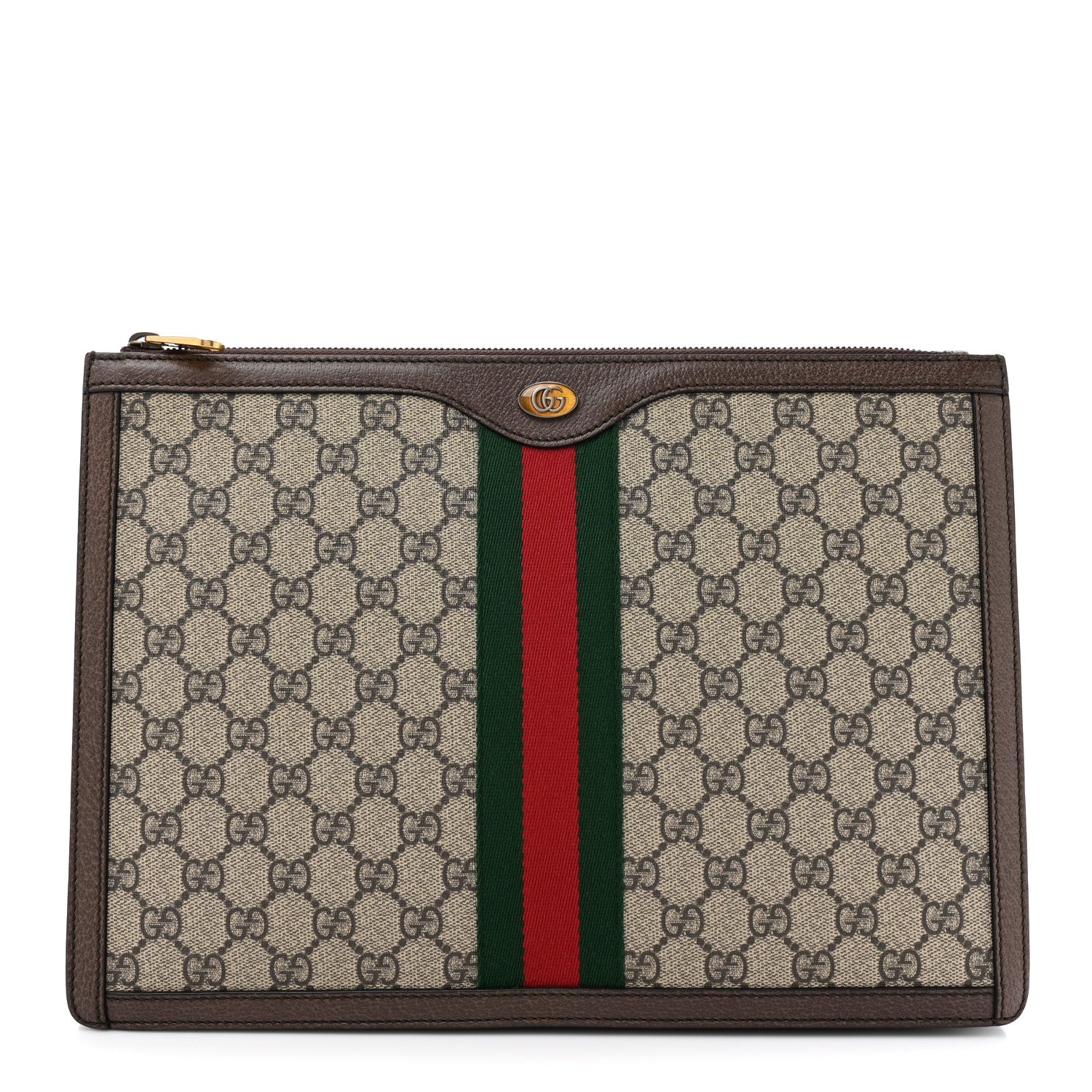 Gucci GG Supreme Monogram Web Ophidia Portfolio Pouch Beige New Acero 1 of 10