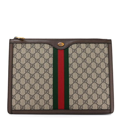 Gucci GG Supreme Monogram Web Ophidia Portfolio Pouch Beige New Acero 1 of 10