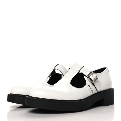 Prada Spazzolato Womens Mary Jane T Strap 40mm Loafers 39.5 White 4 of 9