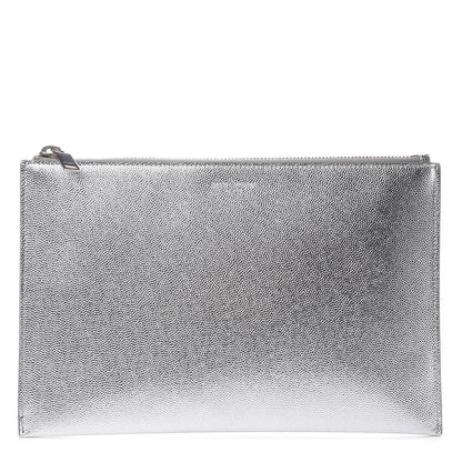 Saint Laurent Metallic Grain de Poudre Mini Tablet Holder Argento 1 of 8