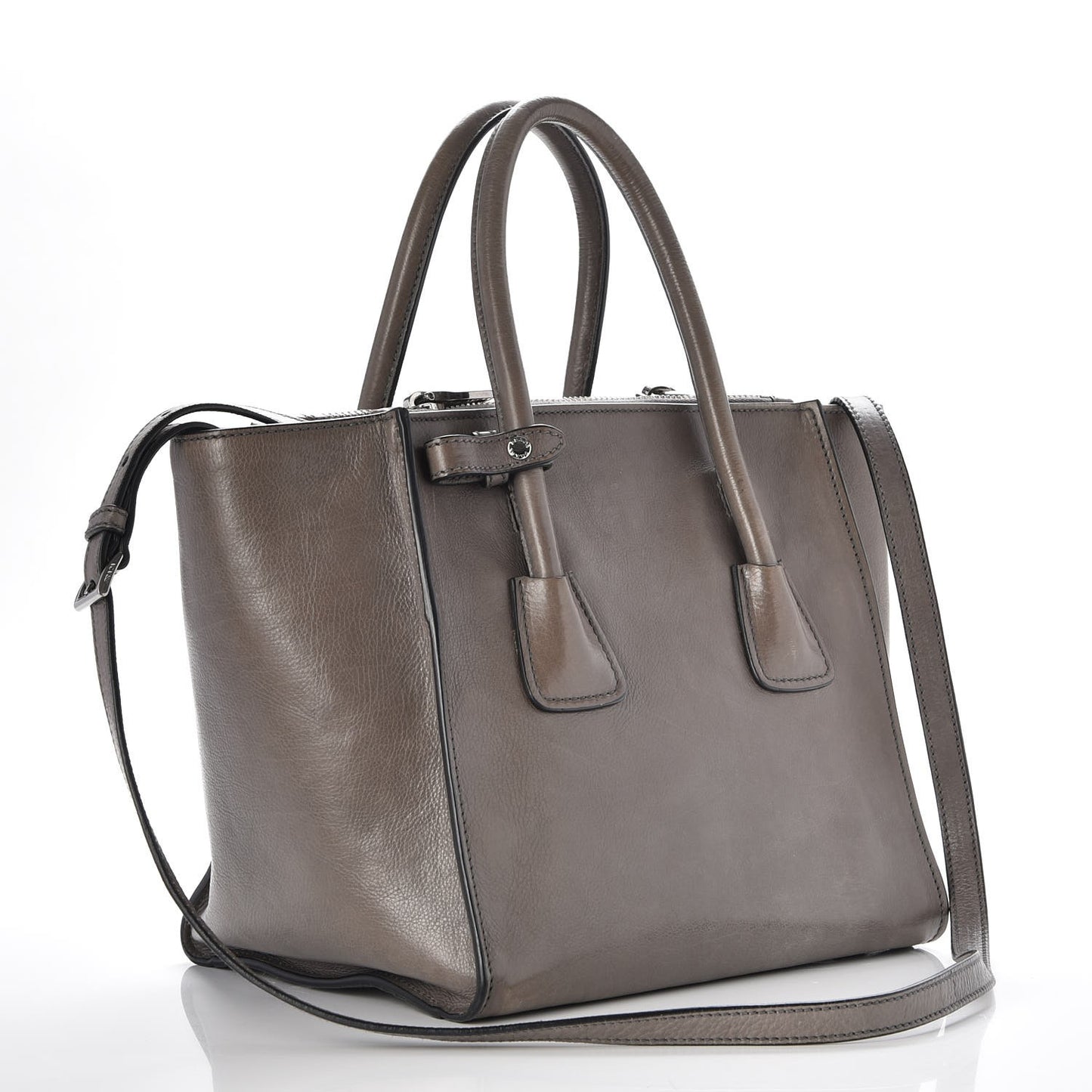 Glace Calf Small Twin Pocket Tote Marmo