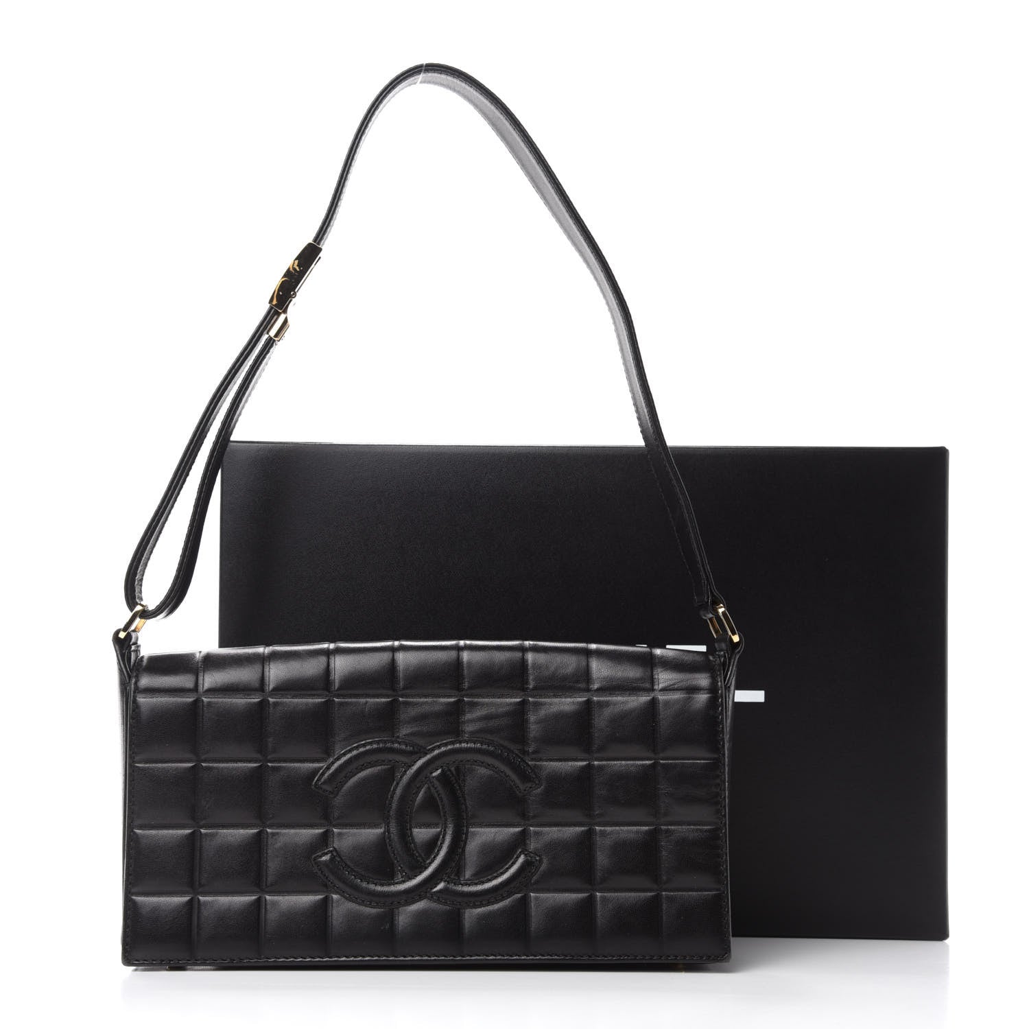 Chanel Lambskin Quilted CC Chocolate Bar Flap Black 12 of 12