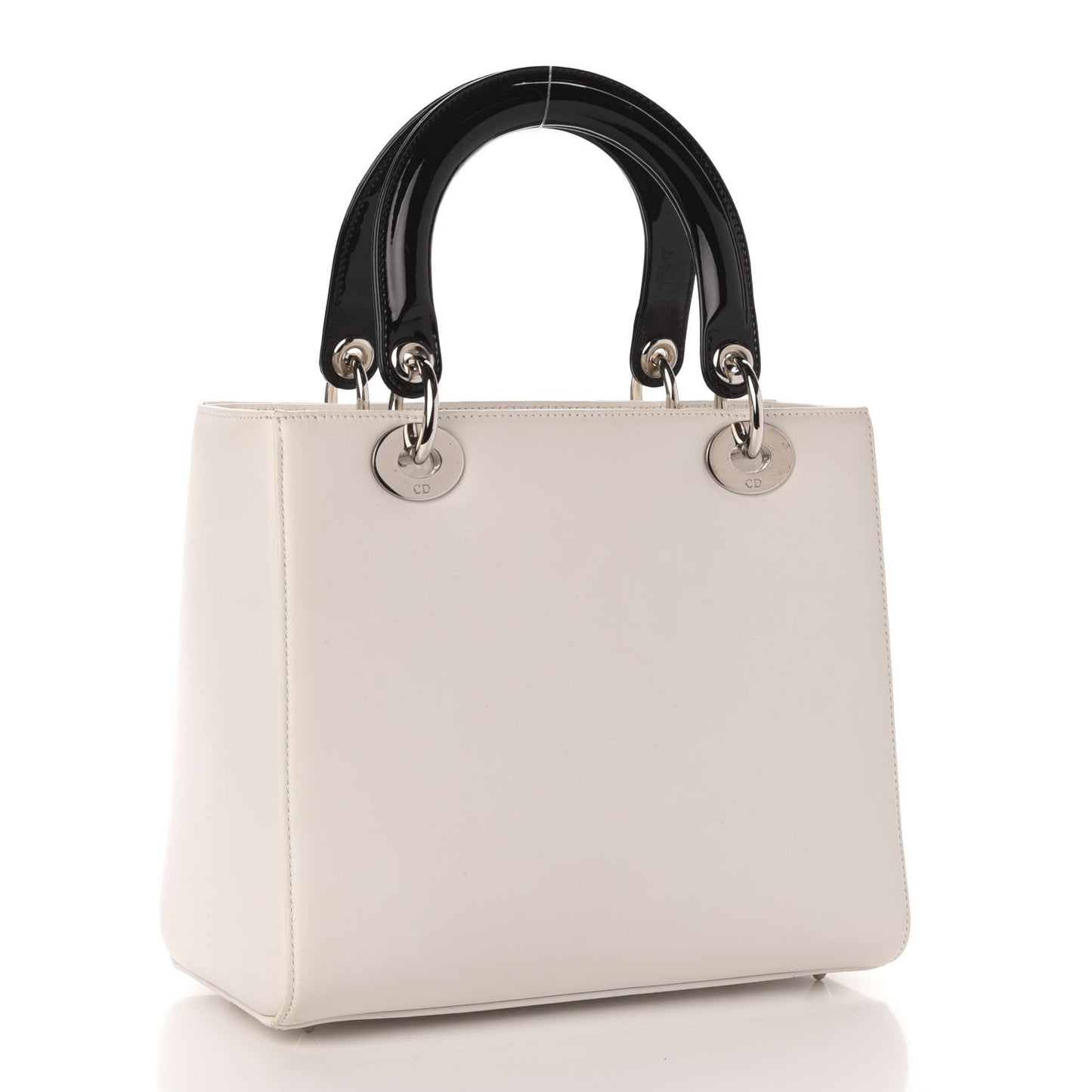 Smooth Calfskin Eiffel Tower Embroidered Medium Lady Dior White Multicolor