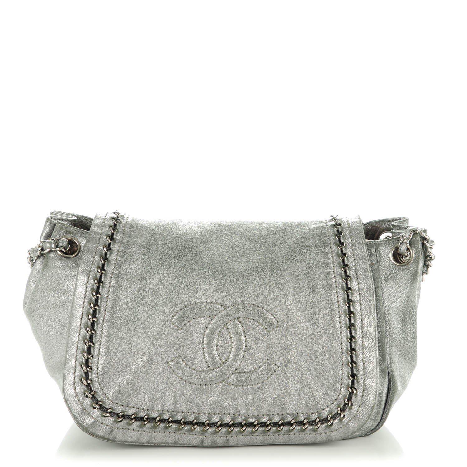 Chanel Metallic Goatskin Luxe Ligne Flap Silver 1 of 9