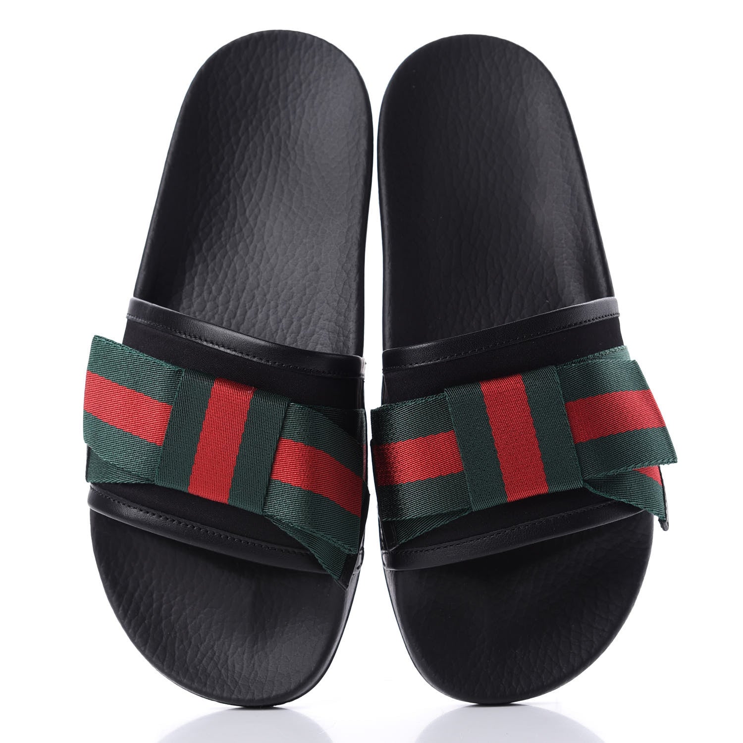 Gucci Satin Web Bow Slide Sandals 38 Black 5 of 10