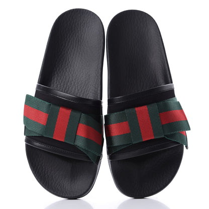 Gucci Satin Web Bow Slide Sandals 38 Black 5 of 10