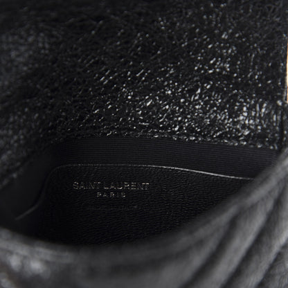 Saint Laurent Metallic Crackled Calfskin Chevron Monogram Micro Crossbody Bag Black 8 of 10