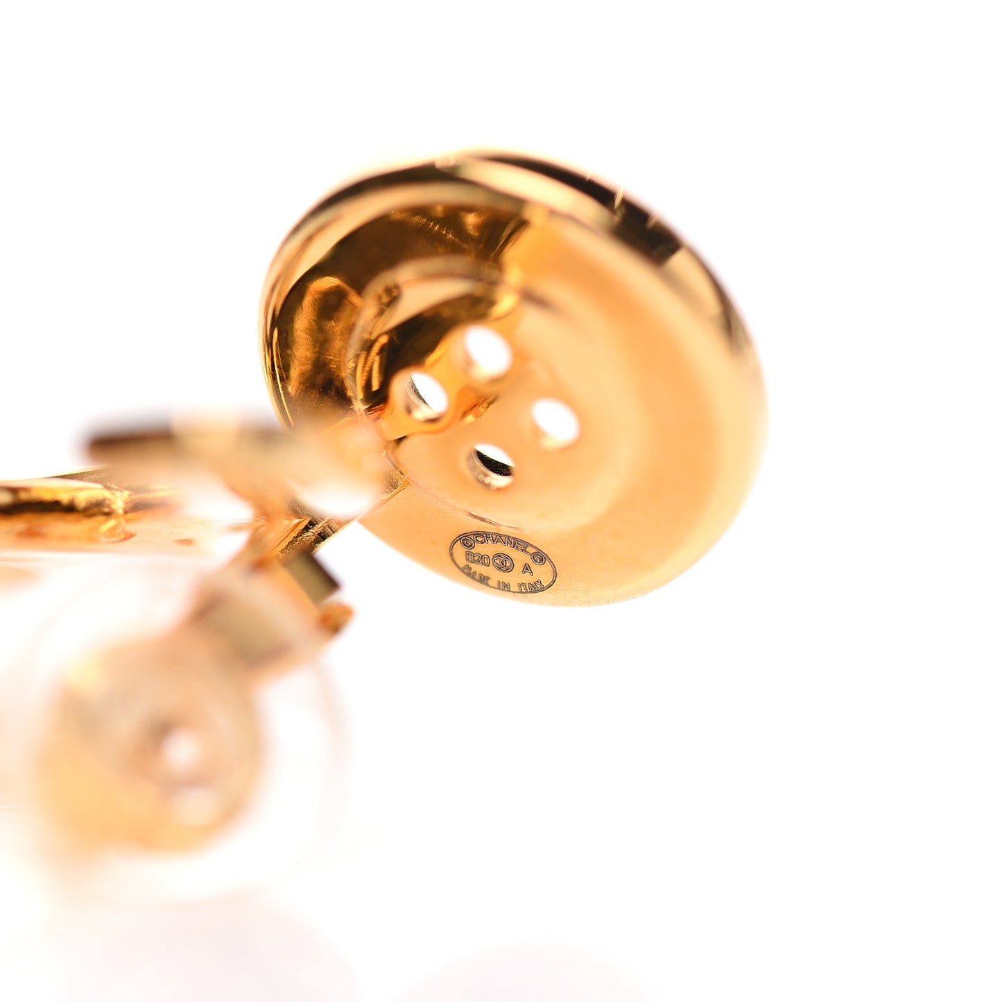 Metal Large Paris Button Clip On Earrings Gold