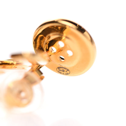 Chanel Metal Large Paris Button Clip On Earrings Gold 4 of 5