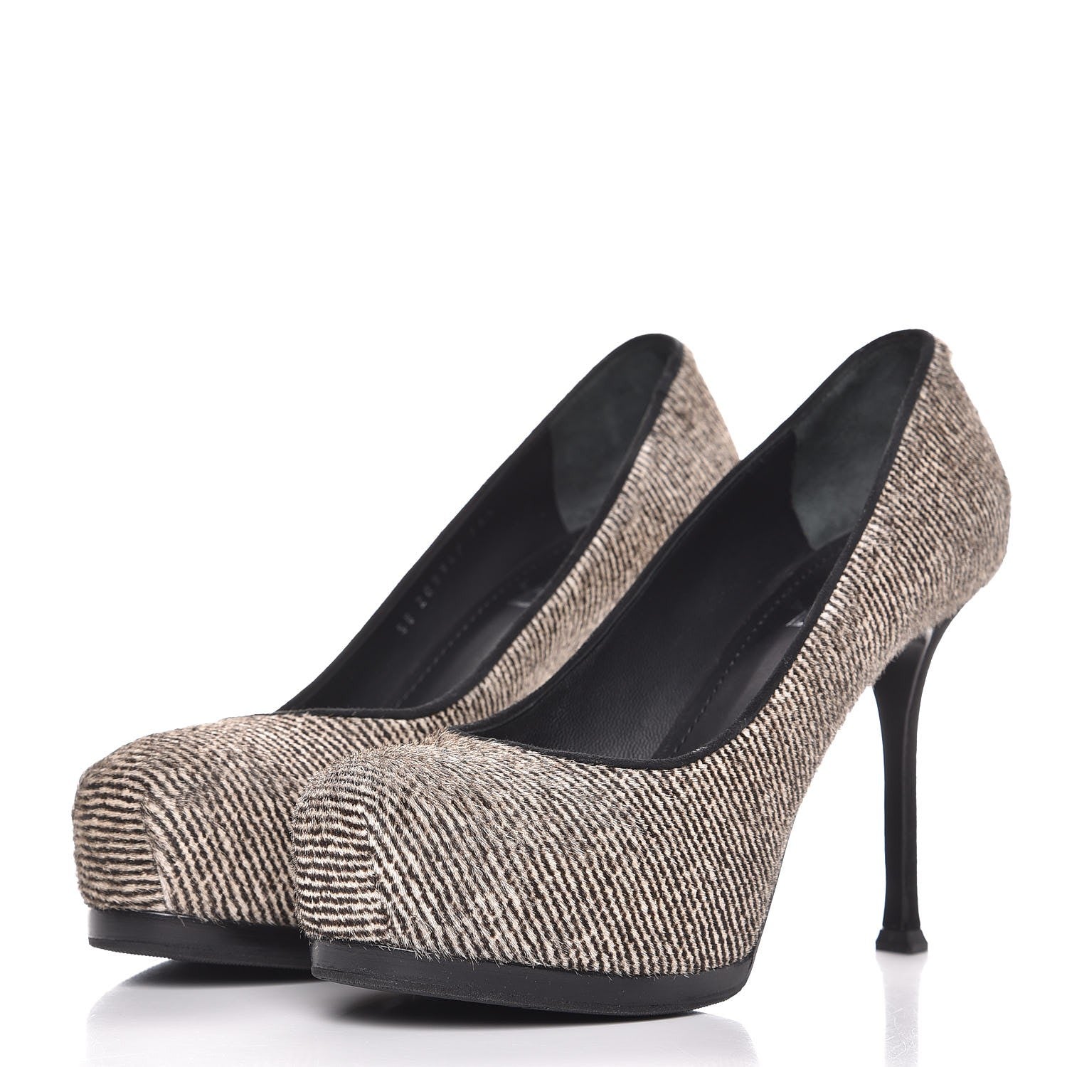 Saint Laurent Pony Hair Tribtoo 80 Pumps 39.5 Black White 3 of 10