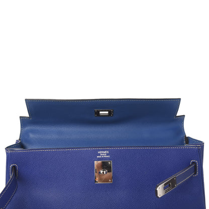 Hermes Epsom Candy Kelly Retourne 35 Bleu Electrique Mykonos 26 of 36