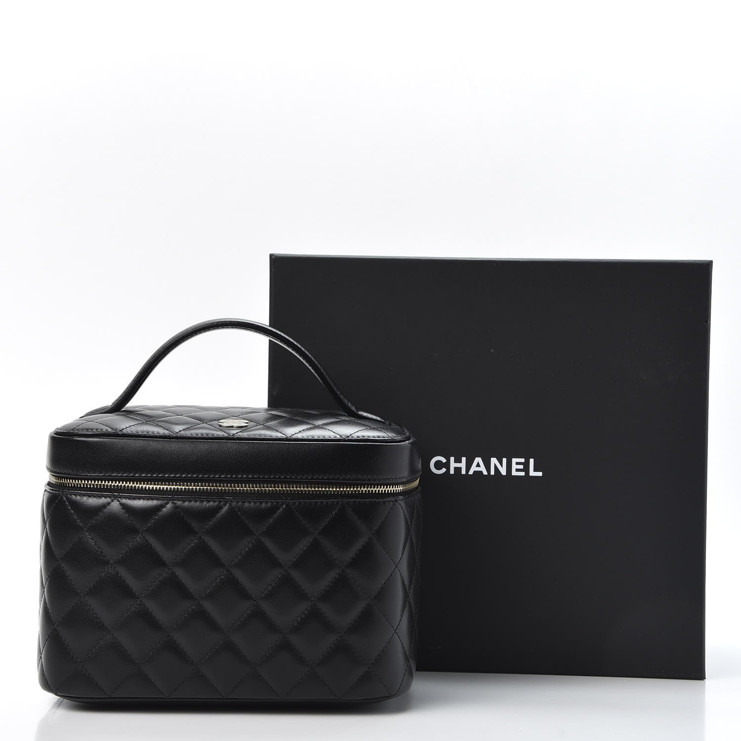 Chanel Lambskin Quilted Large Vanity Pouch Black 10 of 10