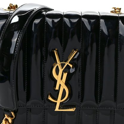 Saint Laurent Patent Calfskin Matelasse Monogram Medium Vicky Chain Bag Black 7 of 10