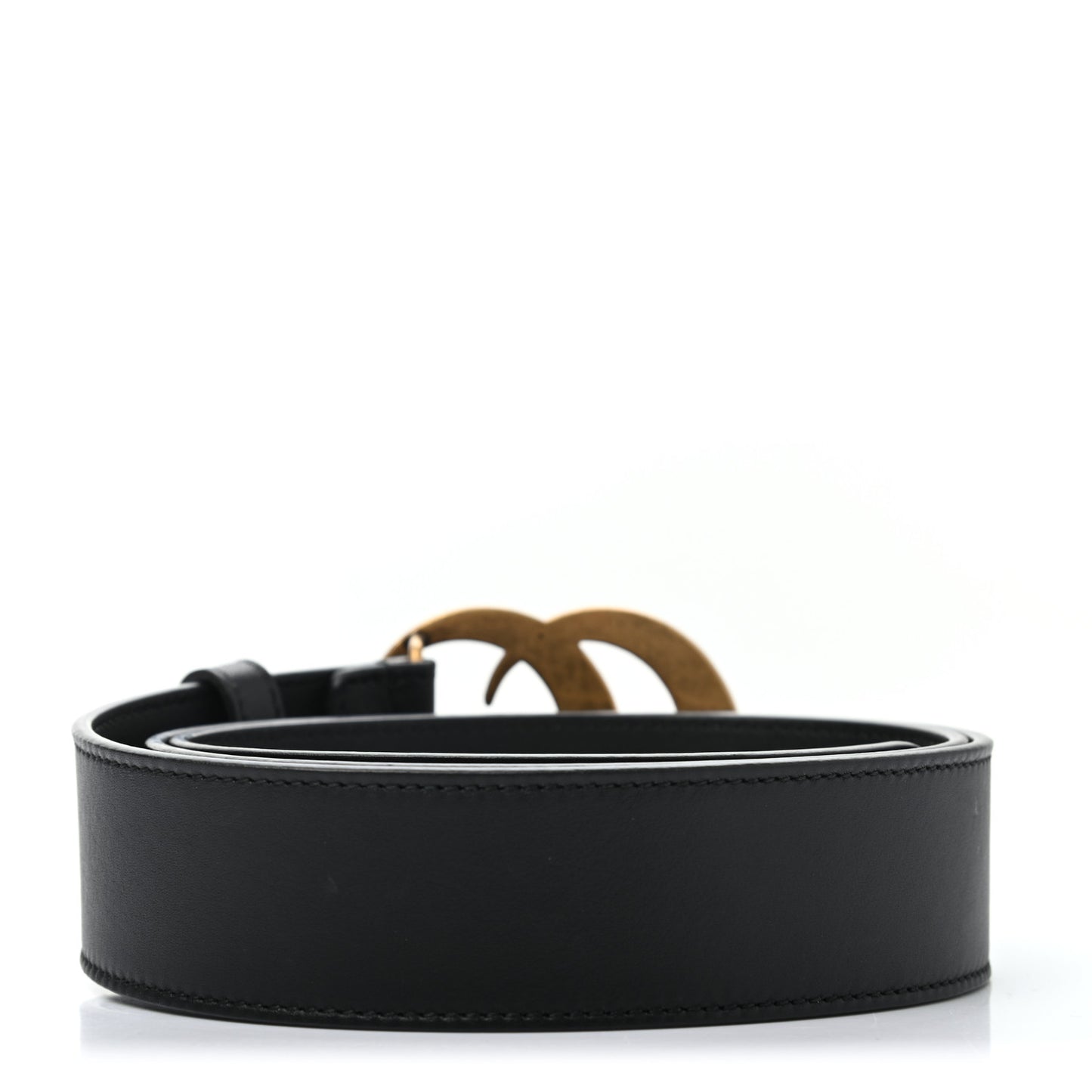 Moon Calfskin Pearl Double G 40mm Belt 95 38 Black Cream