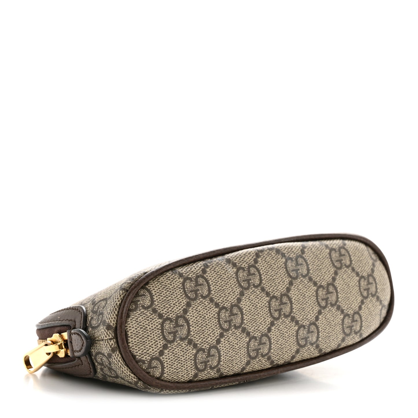 GG Supreme Monogram Textured Calfskin Web Medium Ophidia Cosmetic Case Beige Ebony New Acero