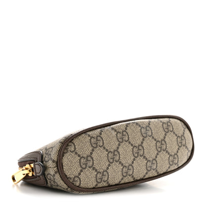 Gucci GG Supreme Monogram Textured Calfskin Web Medium Ophidia Cosmetic Case Beige Ebony New Acero 4 of 9