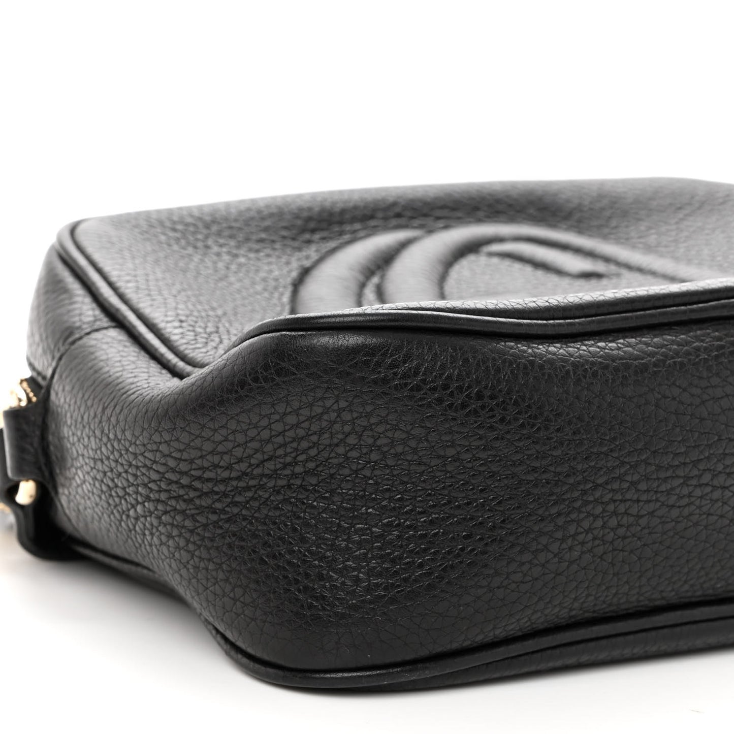 Pebbled Calfskin Small Soho Disco Bag Black