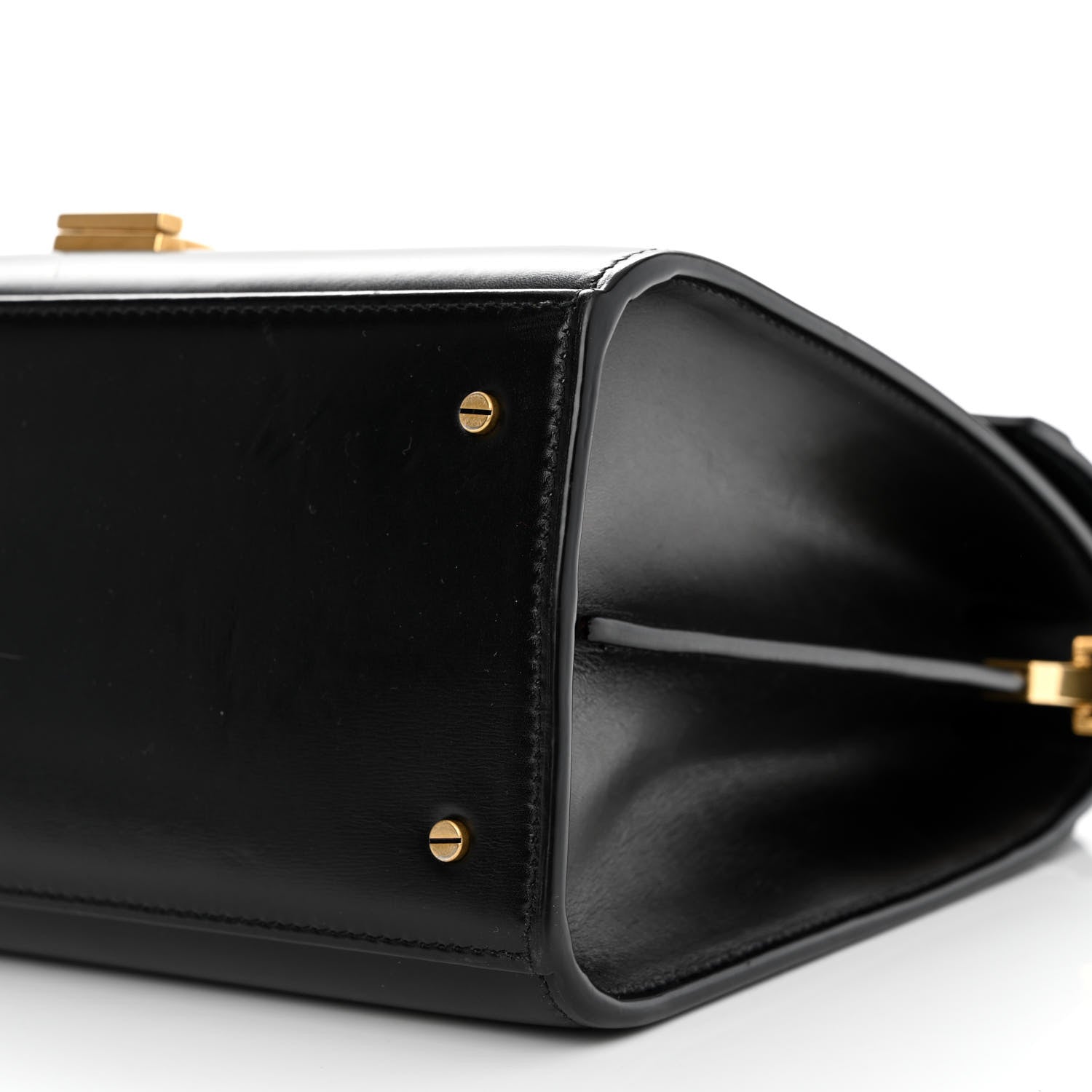 Saint Laurent Smooth Calfskin Medium Classic Monogram Cassandra Top Handle Black Rouge Legion 10 of 17