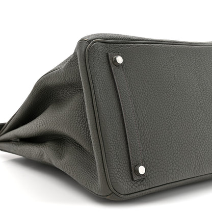 Hermes Taurillon Clemence Birkin 35 Vert De Gris 10 of 17