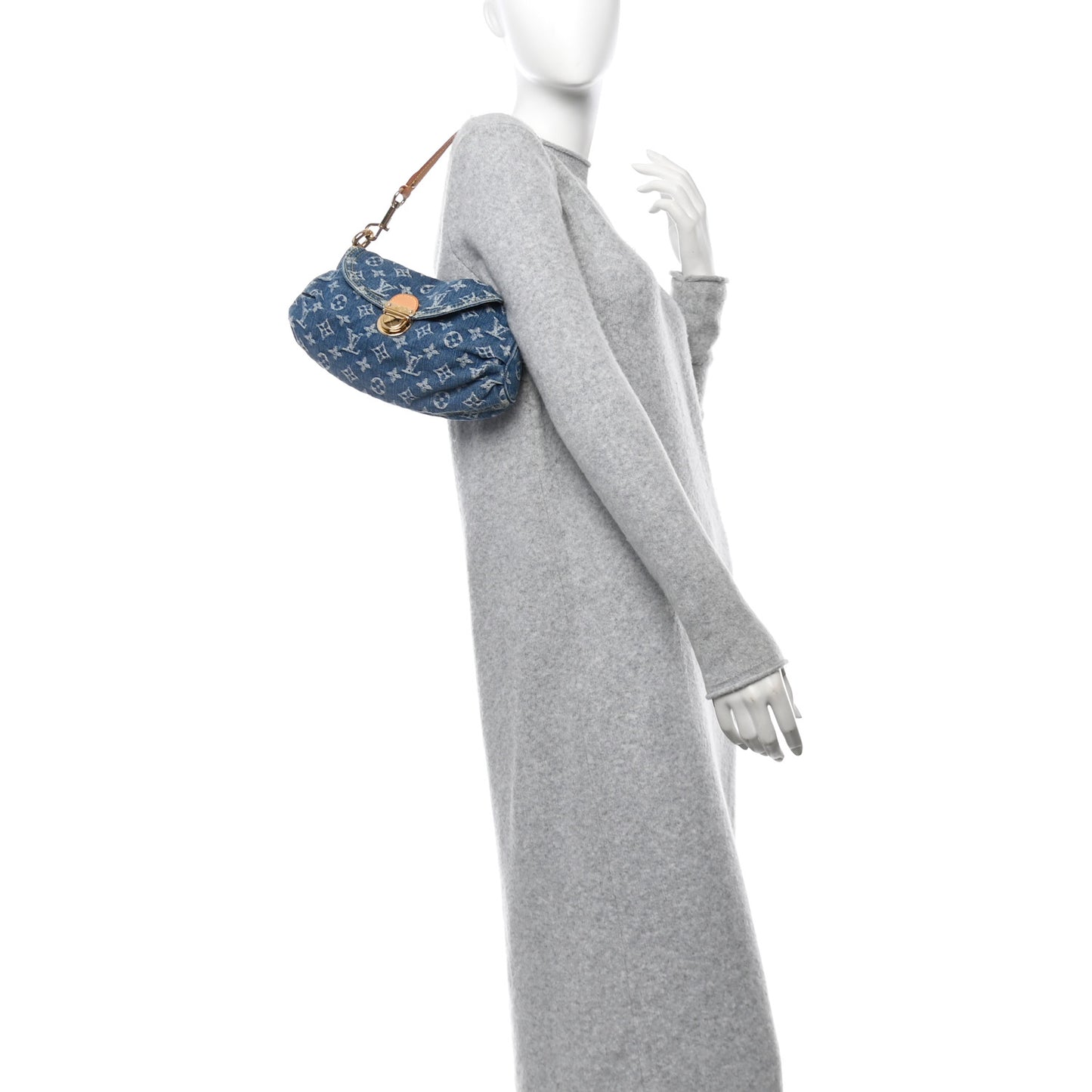 Monogram Denim Mini Pleaty Blue