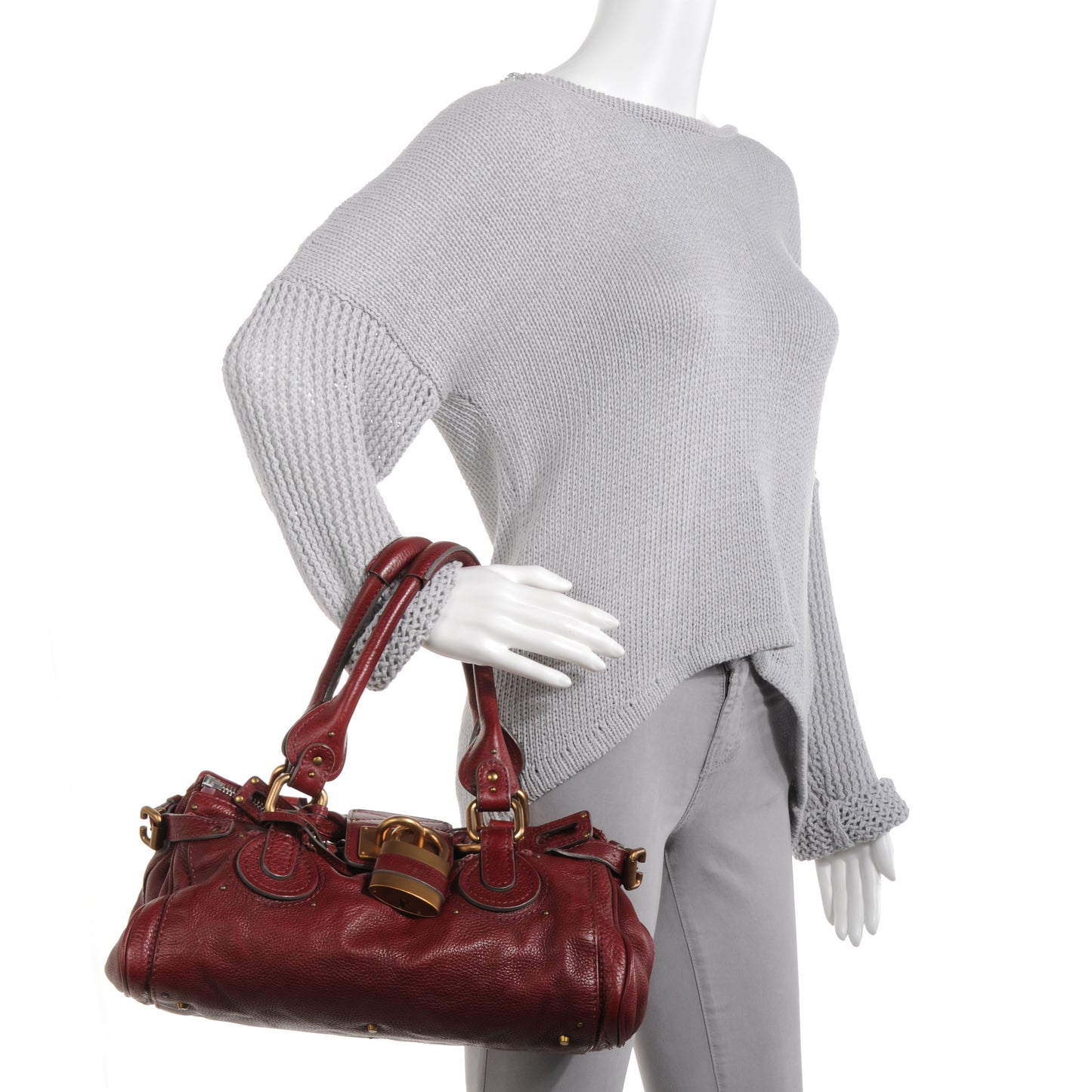 Leather Paddington Satchel Grenat