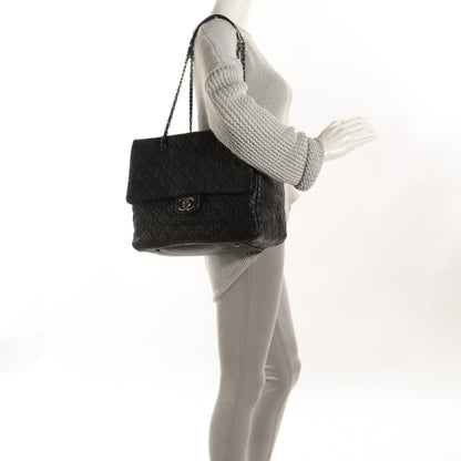 Chanel Crumpled Lambskin Quilted Large Tote Black 2 of 9